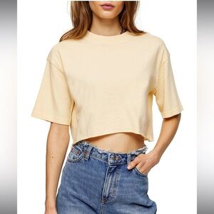 Topshop Crop Tee in Light Yellow